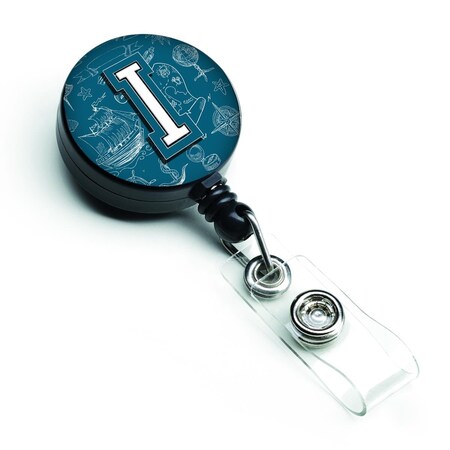Carolines Treasures Letter I Sea Doodles Initial Alphabet Retractable Badge Reel CJ2014-IBR